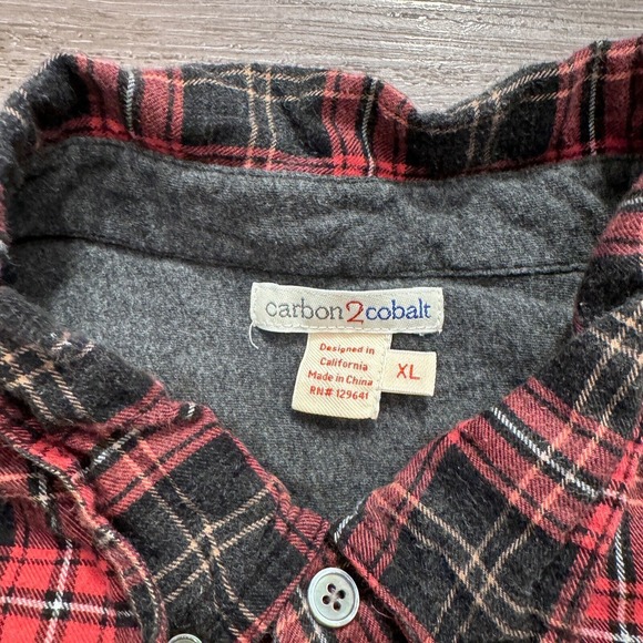 Carbon 2 Cobalt Shirt‎ Mens Extra Large Red Black Flannel Lined Heavy Western - Picture 6 of 12